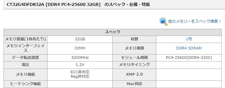 crucial 32GB×1枚 ☆クルーシャル製 ☆CT32G4DFD832A [DDR4 PC4-25600 32GB] ☆中古良品☆動作確認済みの画像6