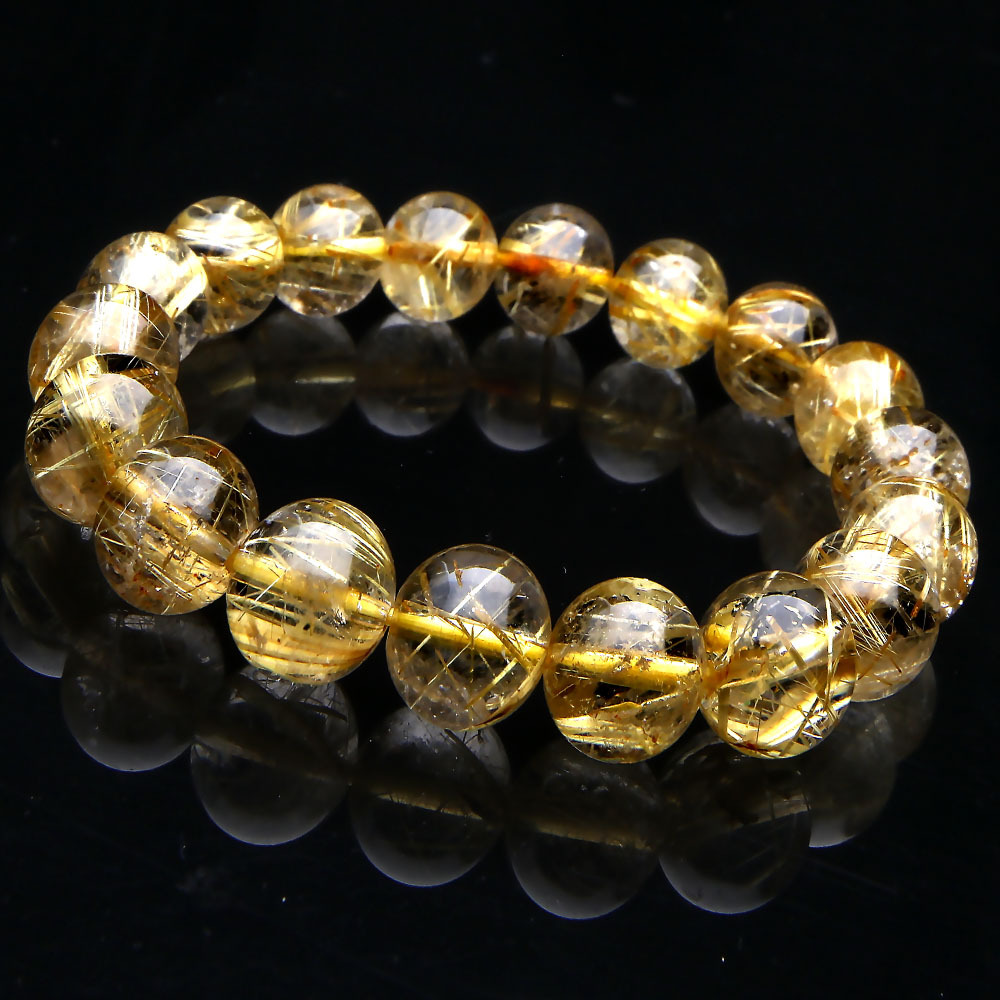 ゴールドルチルクォーツ ルチルクォーツ ブレスレット 9mm パワーストーン ブレスレット メンズ レディース 天然石 数珠の画像2