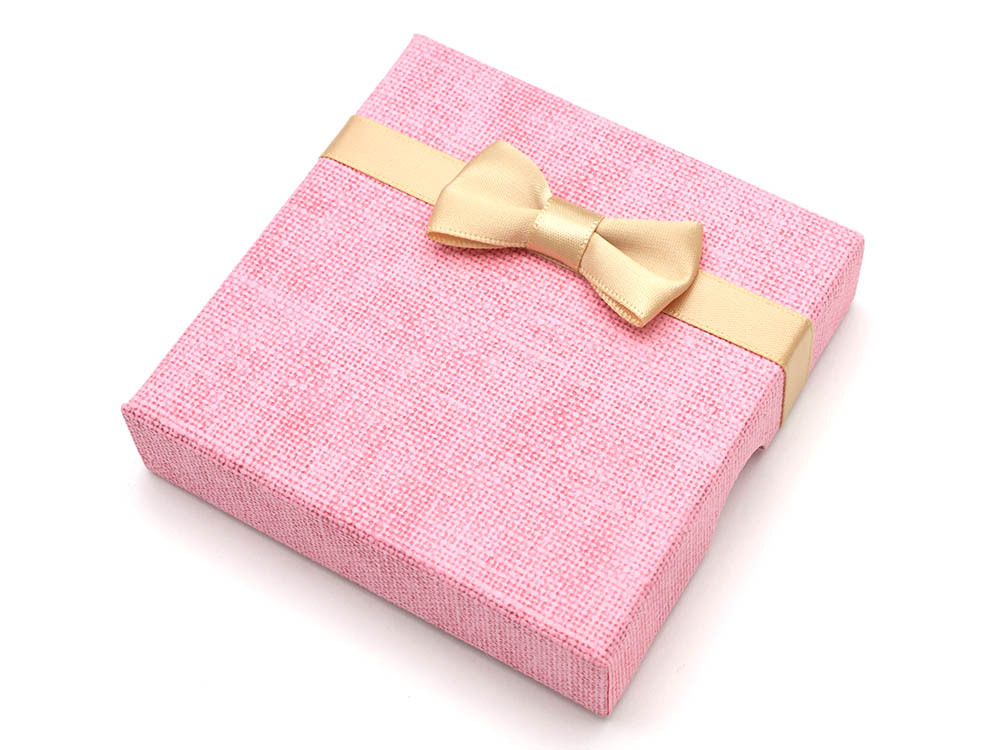 ラッピング ブレスレット用 ギフトボックス プレゼント用 ケース 箱(ピンク)(リボン付）_画像1
