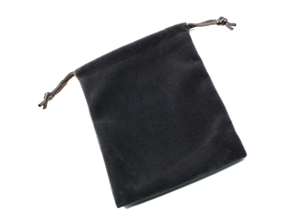 ベロア 巾着袋 ポーチ ギフト ラッピング グレー (16cm×12cm) (10個)_画像1