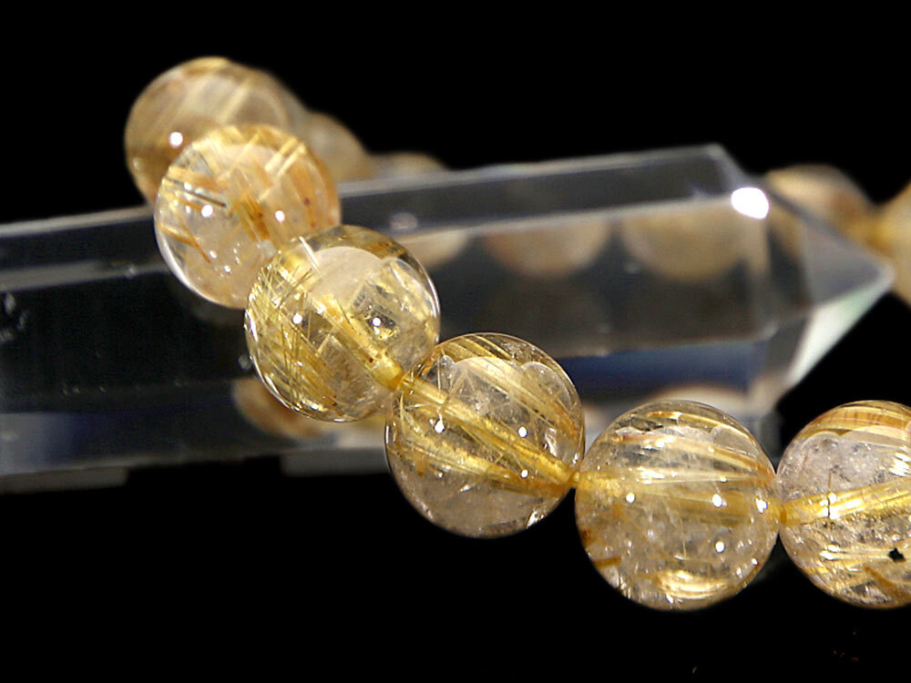 [1 point thing reality goods ] Gold rutile quartz rutile quartz bracele Taichi n rutile 11.5mm Power Stone 