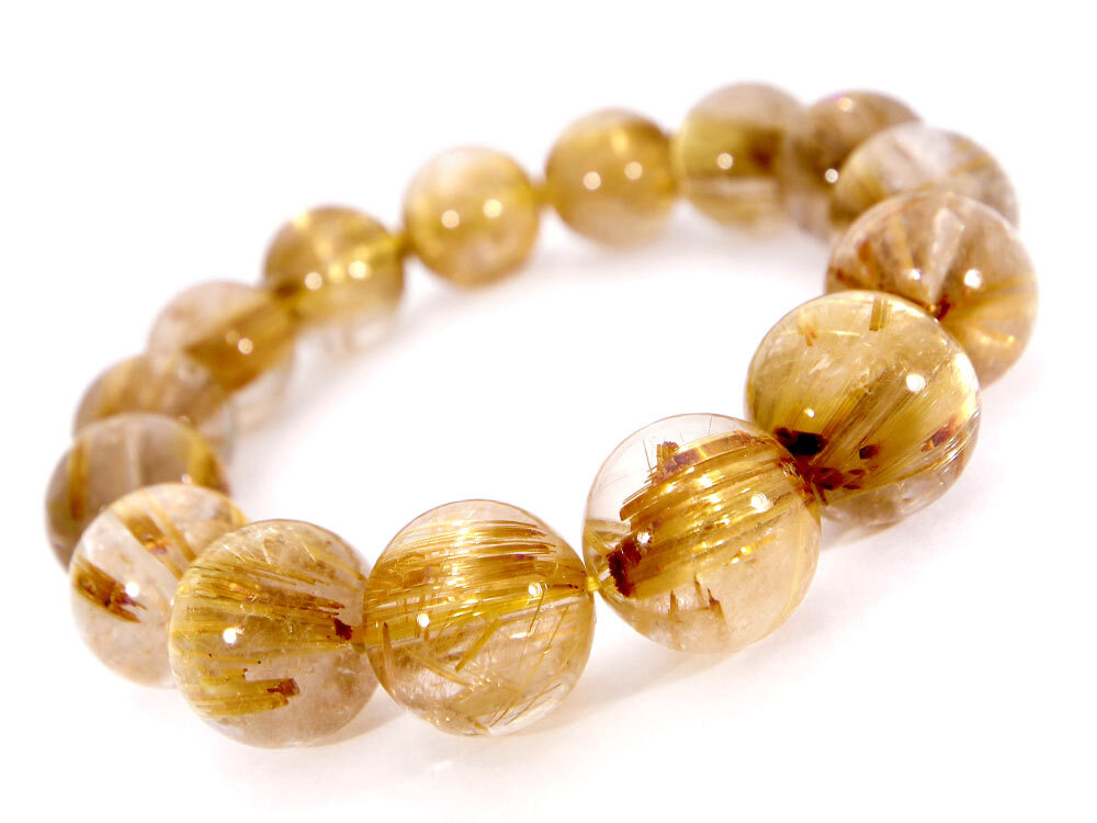 [1 point thing reality goods ] Gold rutile quartz rutile quartz bracele Taichi n rutile 15.1mm Power Stone 