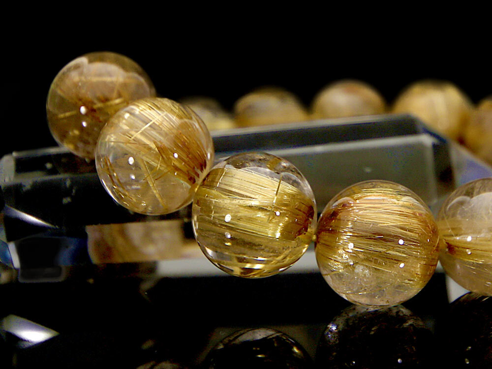 [1 point thing reality goods ] Gold rutile quartz rutile quartz bracele Taichi n rutile 15.1mm Power Stone 