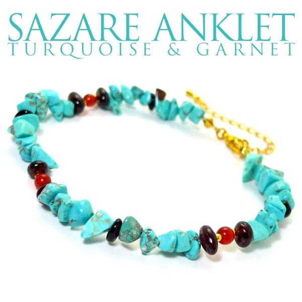  turquoise garnet anklet Power Stone lady's men's ... accessory ... stone adjuster attaching 