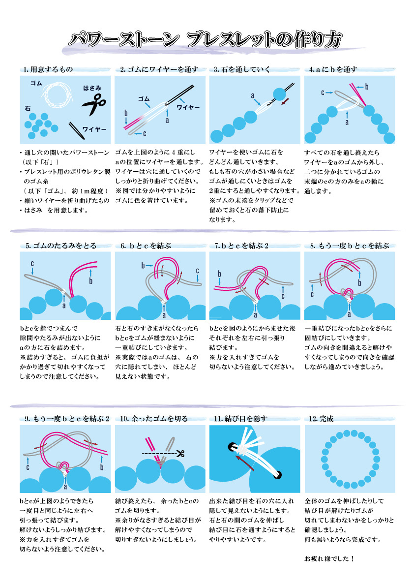 シリコンゴム 0.8mm 透明/クリア 「ブレスレット作り方解説書 ゴム通しワイヤー付き」 ブレスレット ゴム ポリウレタンゴム_画像5