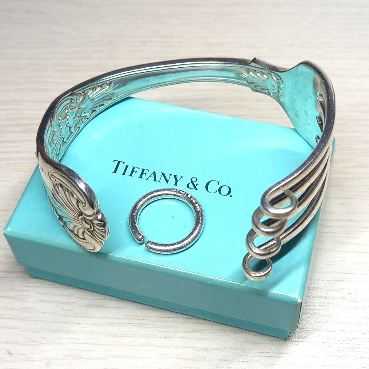希少 Tiffany&Co ティファニー フォークバングル リング セット 希少 Tiffany&Co ティファニー フォークバングル リング セット