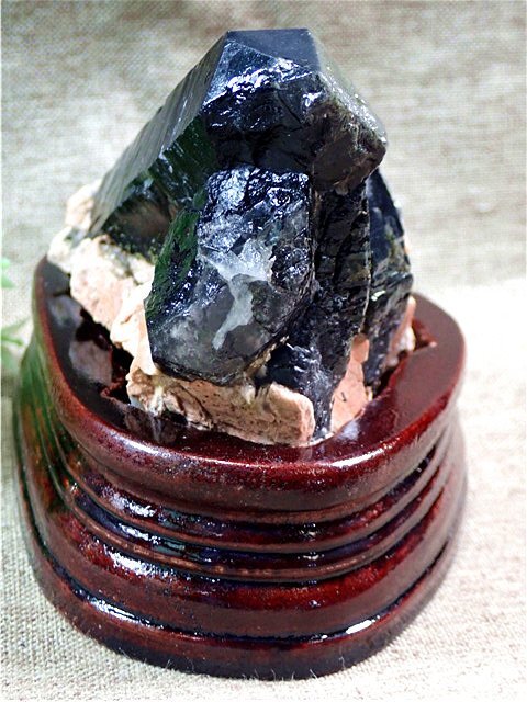 AAA級【魔除け】◆天然モリオン(黒水晶）&長生石共生鉱178C3-165C56b_画像4