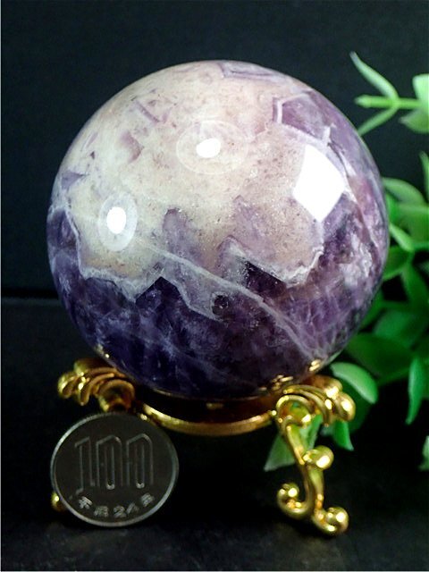 「在庫処分」天然～愛の守護石～夢幻紫水晶アメジスト丸玉176G1-53G27bの画像2