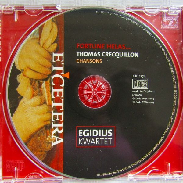 【ETCETERA】トーマス・クレキヨン「歌曲集（シャンソン集）」エギディウスクヮルテット/コンソート 2004年の画像3