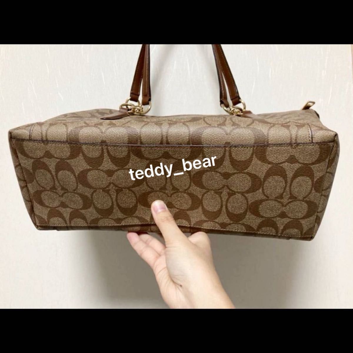 未使用に近い　美品　コーチ　COACH ハンドバッグ　トートバッグ　シグネチャー　カーキ　ショルダーバッグ　大きめ