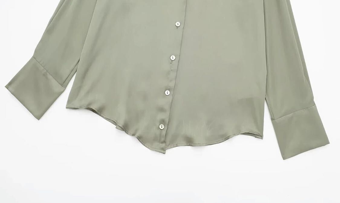 green グリーン vintage ヴィンテージ レトロ サテン シャツ ブラウス トップス XSサイズ レディース★ZARA 好きな方に★春新作 新品★_画像5