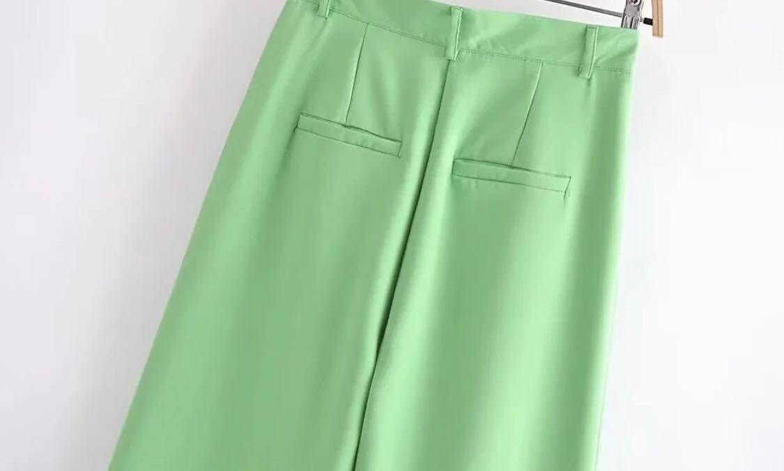 green グリーン vintage ヴィンテージ レトロ ロングパンツ ワイドパンツ ボトムス Lサイズ レディース★ZARA 好きな方に★春新作 新品★_画像8