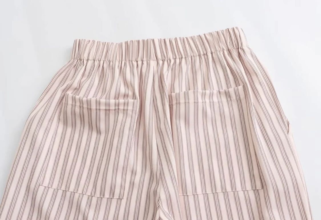 vintage ヴィンテージ レトロ ストライプ 柄 ロングパンツ ボトムス Lサイズ レディース★ZARA 好きな方に★2024 S/S 春新作 新品未使用★_画像7