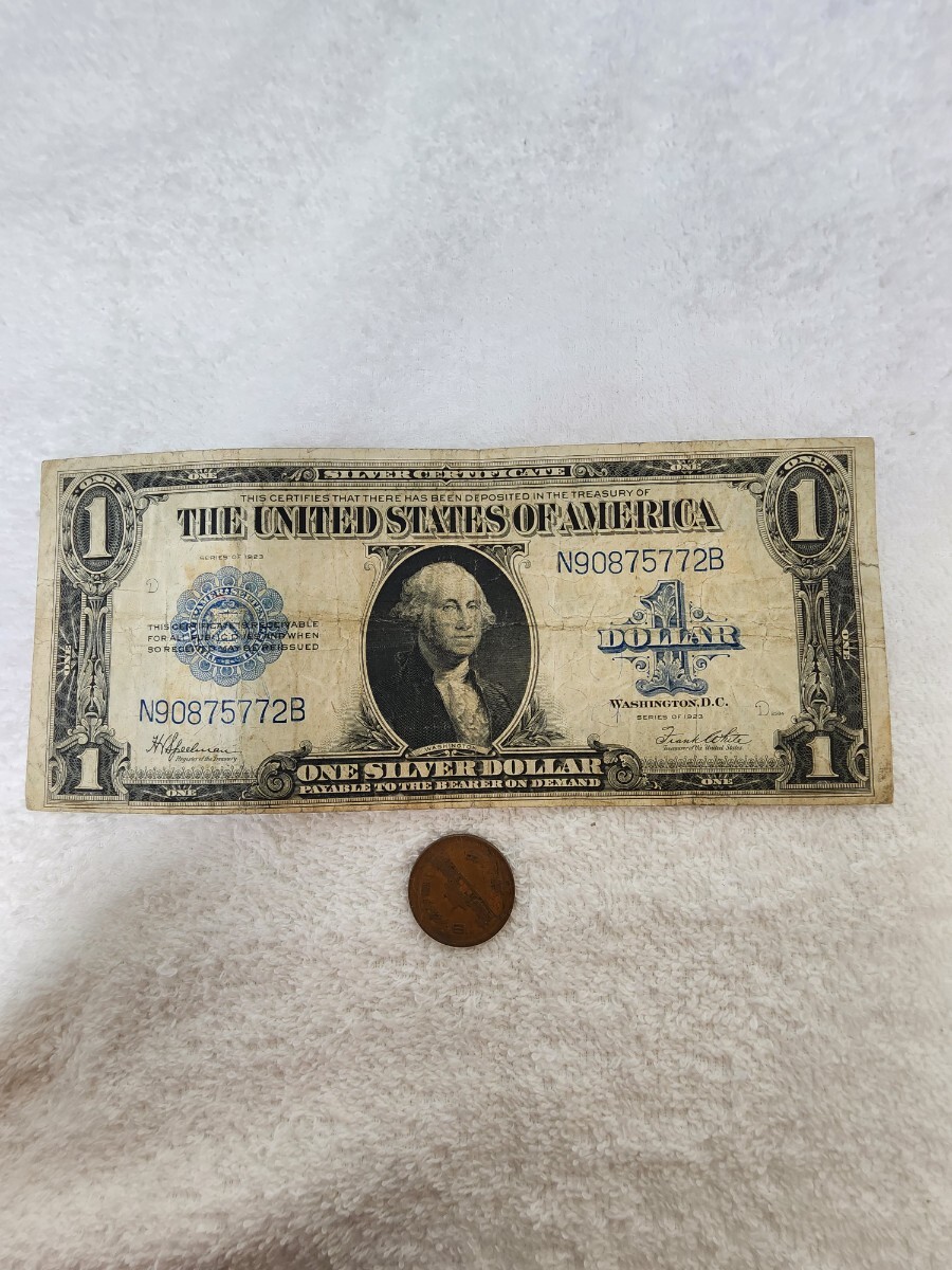 アメリカ　１９２３年　大型紙幣　外国紙幣　1ドル札　world paper money_画像1