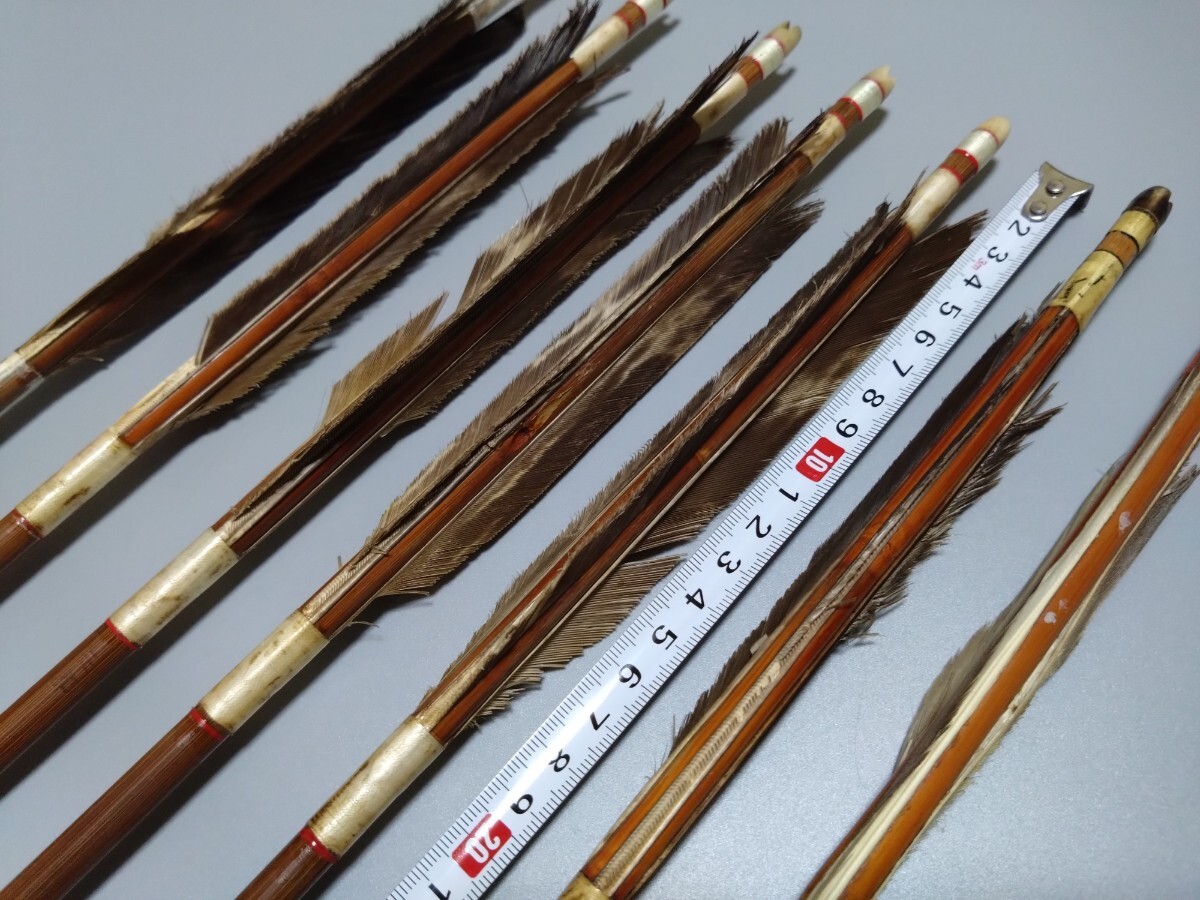 中古 現状品 弓道具 竹矢 矢羽根 時代矢 中古矢 約90cm程 弓矢