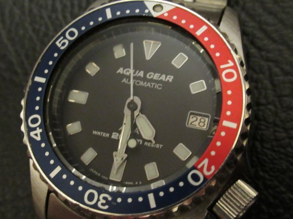セイコー アルバ アクアギア ALBA AQUA GEAR AUTOMATIC Y621-6000 ペプシカラー 動作品(商品説明確認要) ダイバー 自動巻 クォーツ 時計_画像4