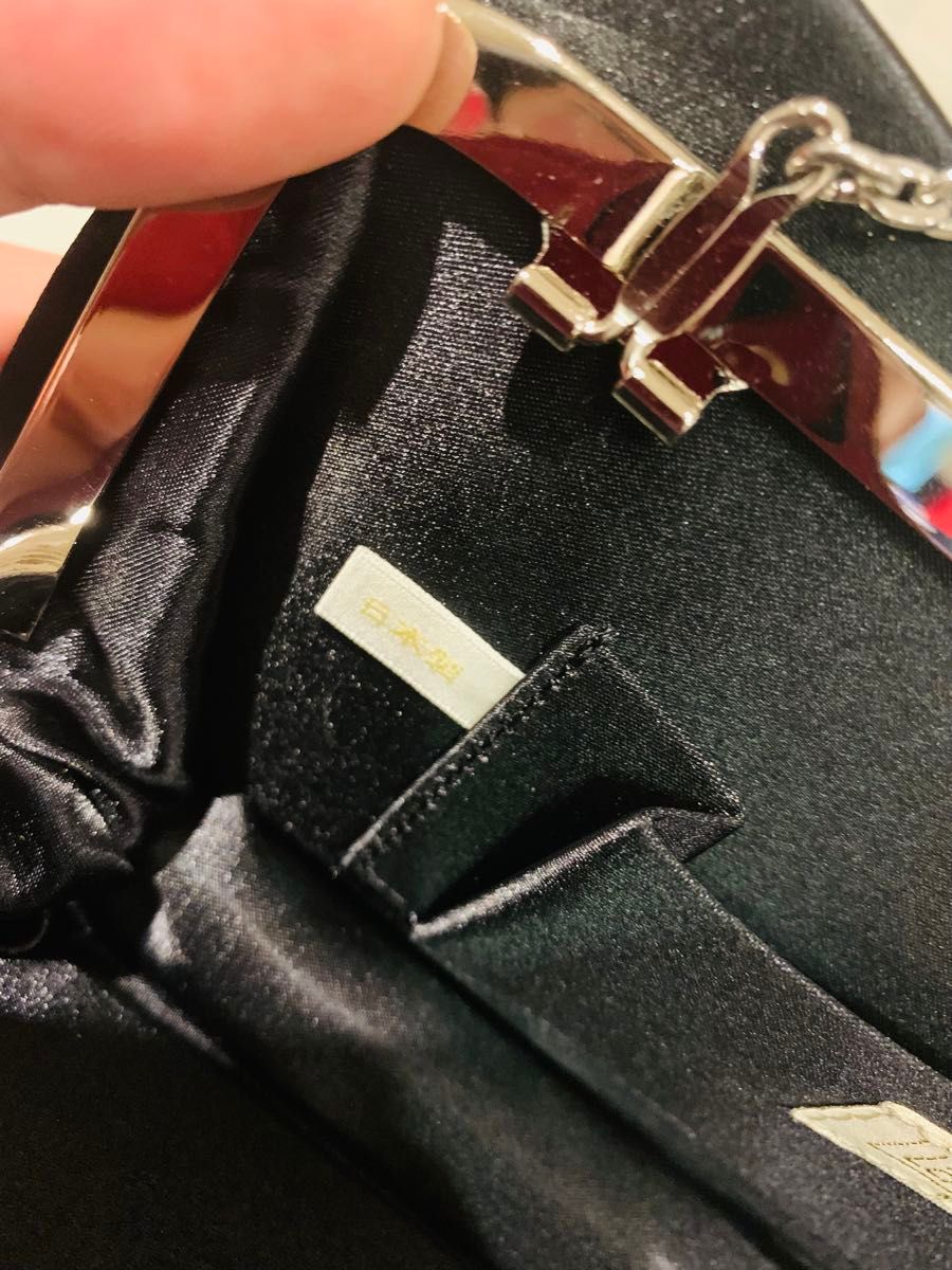【未使用美品】LAFESTA CHIC ラフェスタシック　 パーティーバッグ　チェーンバッグ　 がま口 ブラック ハンドバッグ