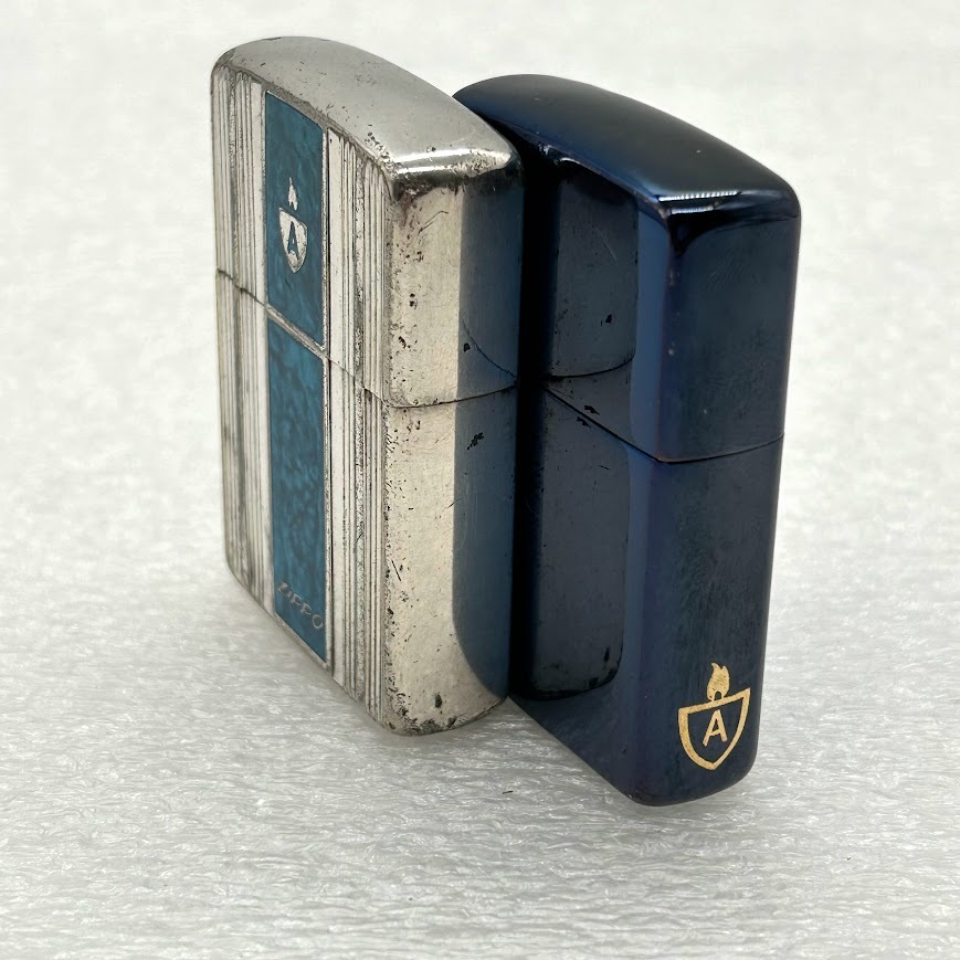 ☆１円～☆ZIPPO　ARMOR　アーマー　ダイヤカット？　シルバー　ネイビー　2個セット☆