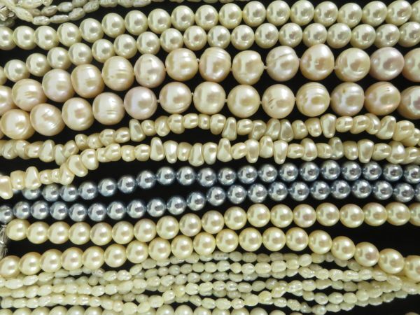 アクセサリー まとめ ネックレス ブレスレット 真珠 淡水パール 貝パール 銀製金具 シルバー ゴールド金具 装飾品 50本セットの画像8