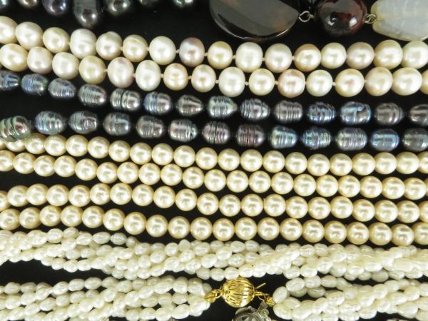 アクセサリー まとめ ネックレス ブレスレット 真珠 淡水パール 貝パール 銀製金具 シルバー ゴールド金具 装飾品 50本セットの画像3
