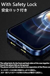 全面カバー iPhone 14 ケース カメラ保護フィルム付き アルミバンパー ガラスフィルム ロック付き マグネット式 アイフォ_画像4