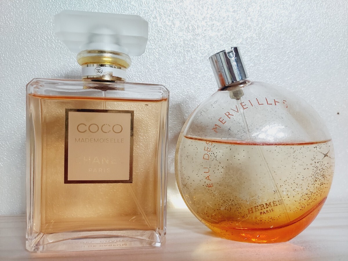 CHANEL 100ml Coco Mademoiselle Eau de Parfum　・　Hermes Eau Des Merveilles 100ml Eau de toilette　(※スプレーのヘッド無し)_画像1