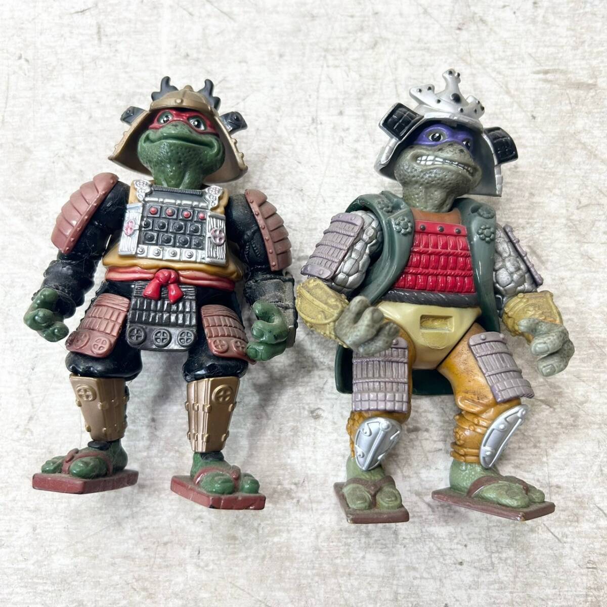 D22▲当時物 サムライ タートルズ フィギュア 2体 まとめ セット 旧 タカラ TMNT Teenage Mutant Ninja Turtles samurai figureの画像2