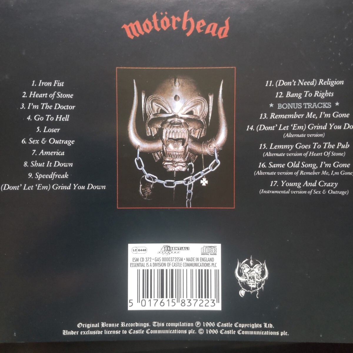 リマスター＆ボーナストラック モーターヘッド アイアンフィスト Motorhead Iron Fist Remastered & Bonus Tracks_画像3