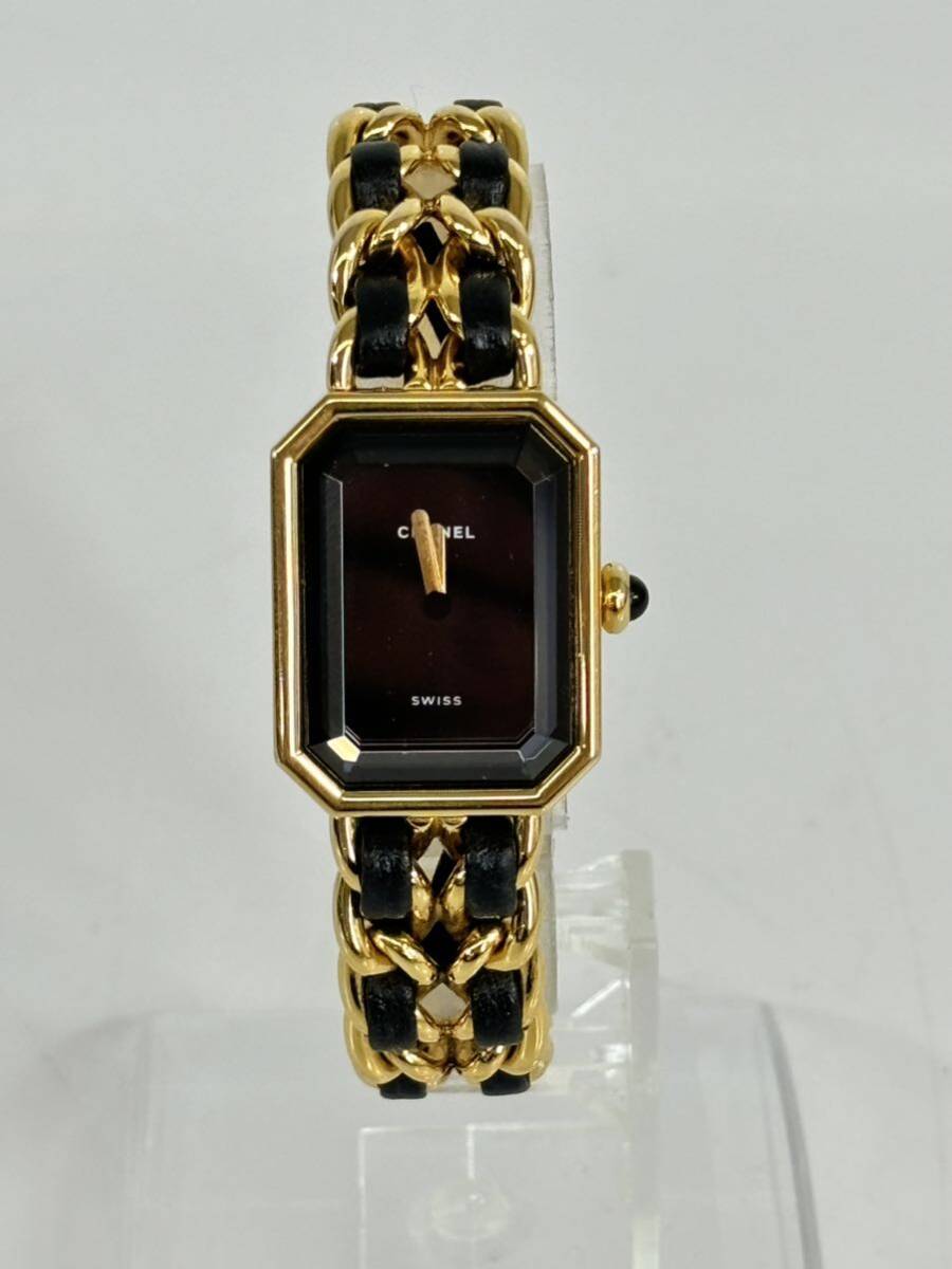 稼働品 CHANEL シャネル プルミエール 腕時計 クオーツ ブラック ゴールド Mサイズの画像1