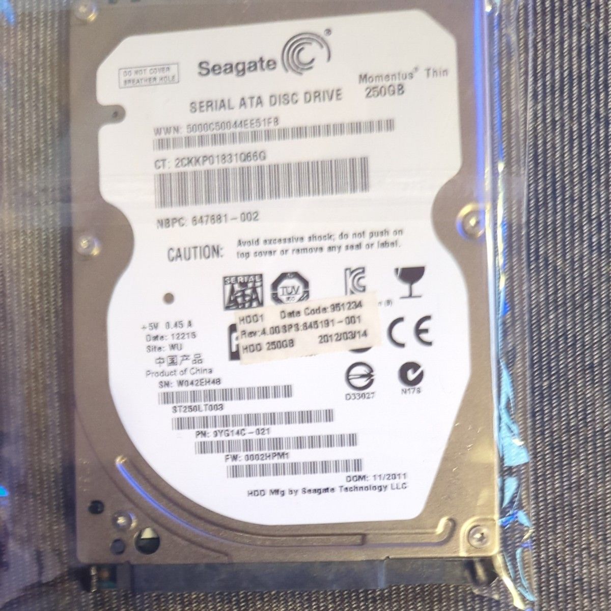 中古Seagate 2.5インチ内蔵HDD 250GB 