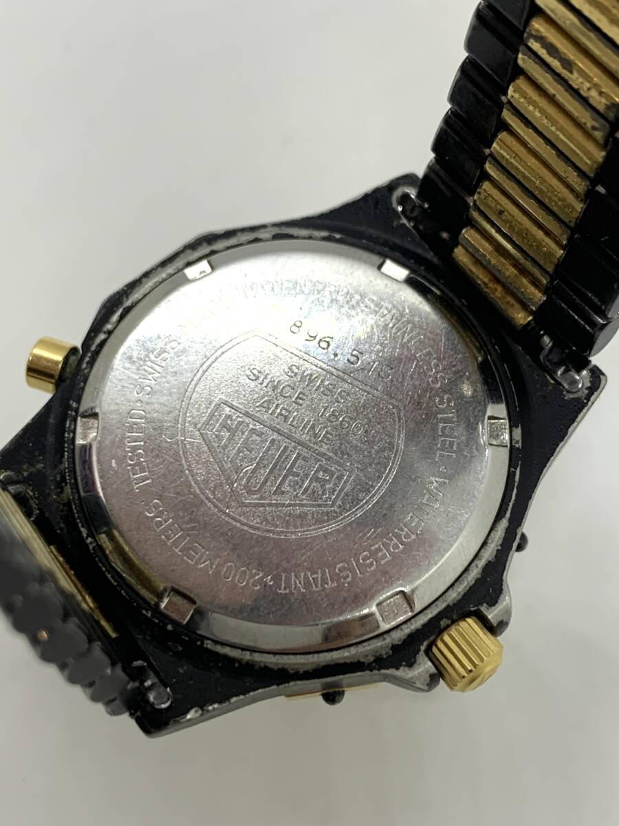 動作品★TAG HEUER タグホイヤー 896.513 AIRLINE エアライン GMT デイト プロフェッショナル 200M クォーツ ゴールド 黒 金 腕時計_画像10