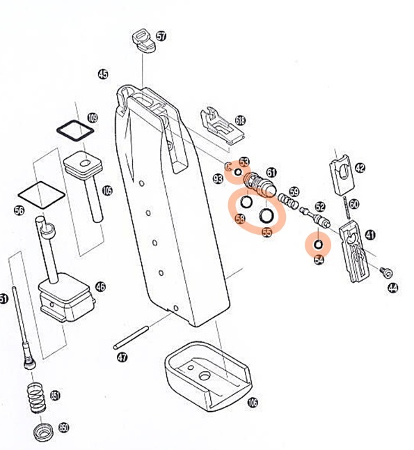 WA セットM 1911 ハイキャパ Rタイプ ステンレス／スチール製バルブ 放出バルブ用Oリング ウエスタンアームズ ガスブロ ガスガンの画像5