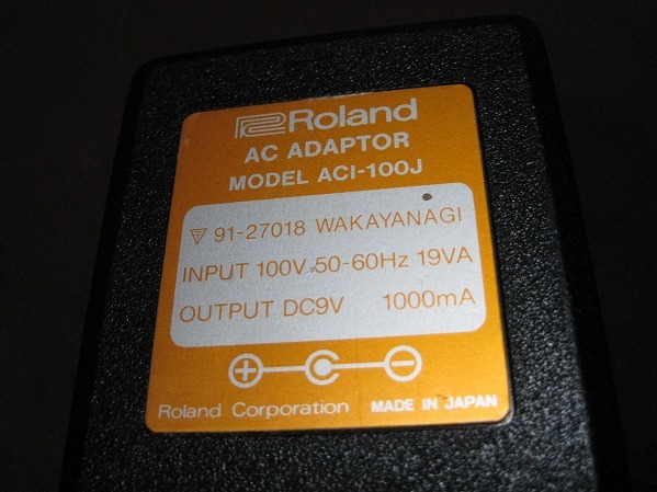 ローランド Roland 9V センターマイナス 1000mA ACI-100J 電源アダプター ACアダプター 中古 動作品 送料一律520円 同梱可の画像2