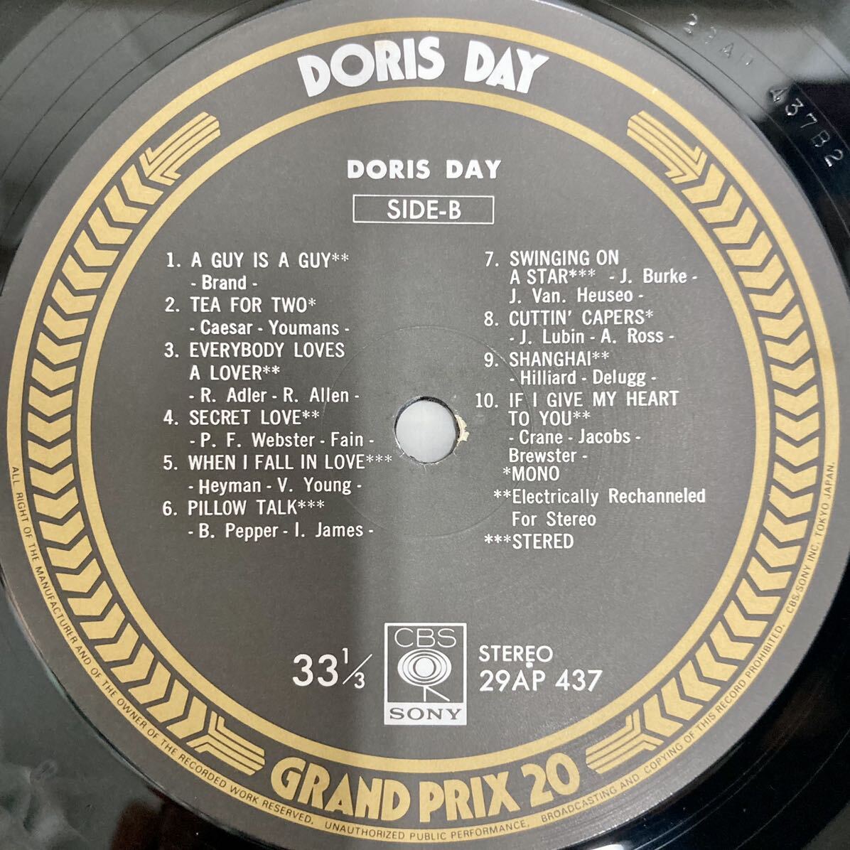 【極美品 帯付き】20曲ベスト Grand Prix 決定盤 / Doris Day ドリス・デイ【LP アナログ レコード 】_画像5
