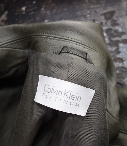 TK Calvin Klein Calvin Klein platinum [ great leather. feeling of quality ] rider's jacket leather jacket 