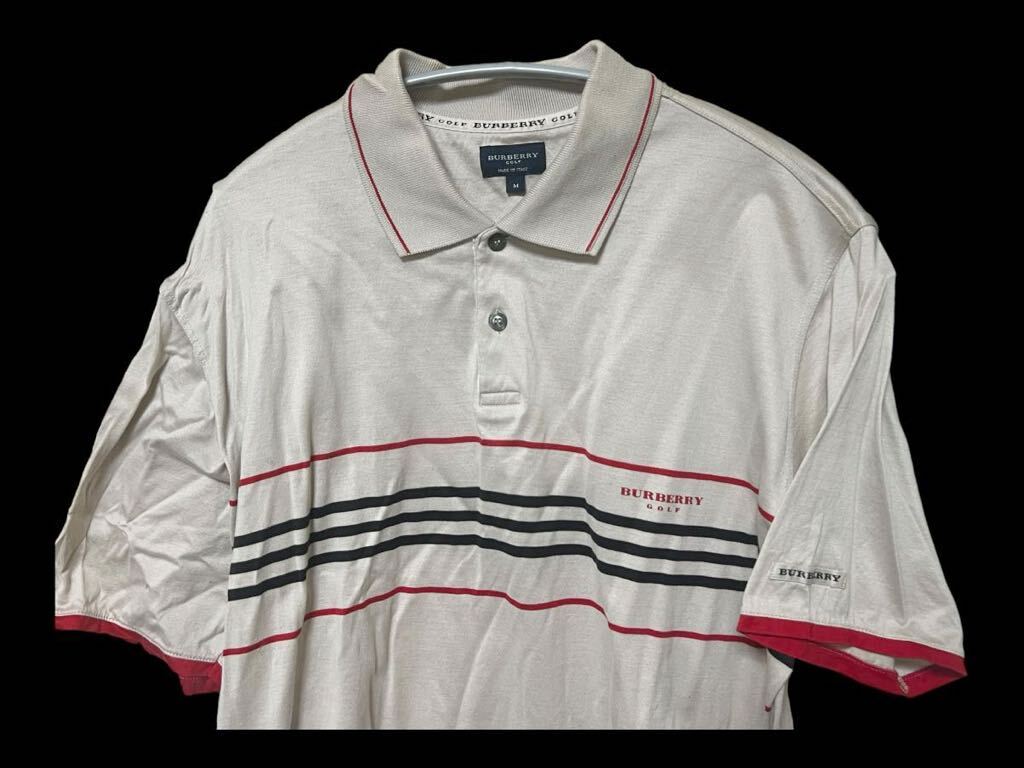 [ Italy made ] Burberry Golf BURBERRY GOLF polo-shirt with short sleeves beige group border 