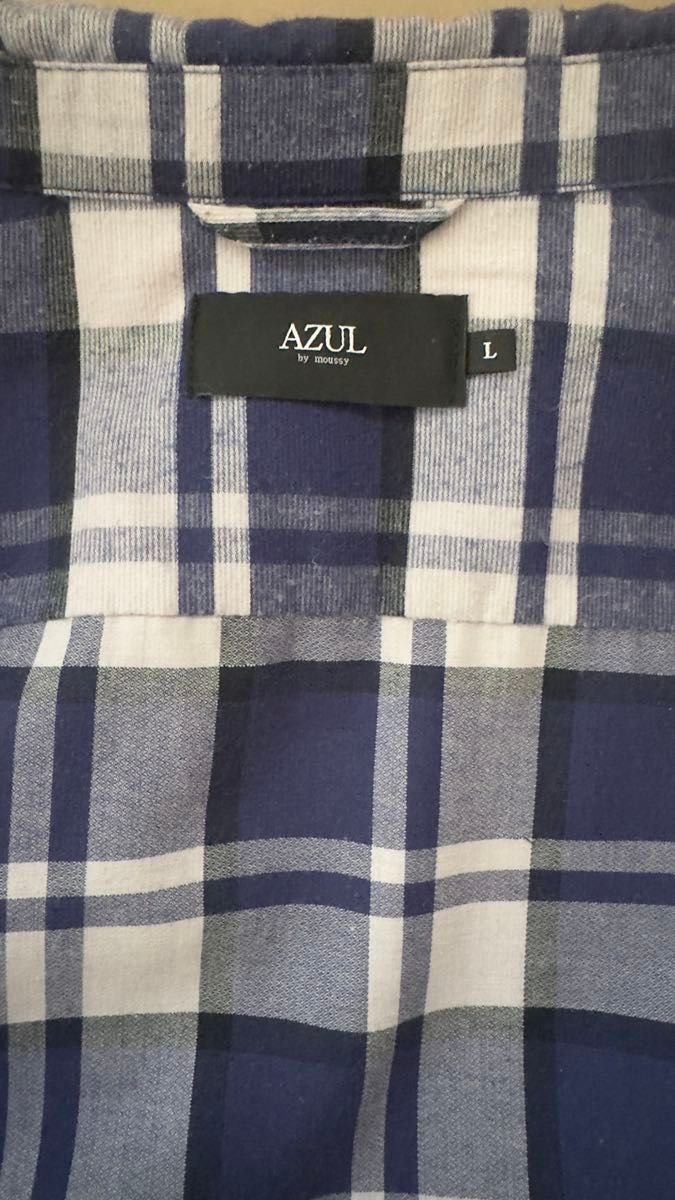 AZUL by moussy PIQUE CHECK SHIRT/ピケチェックシャツ Lサイズ