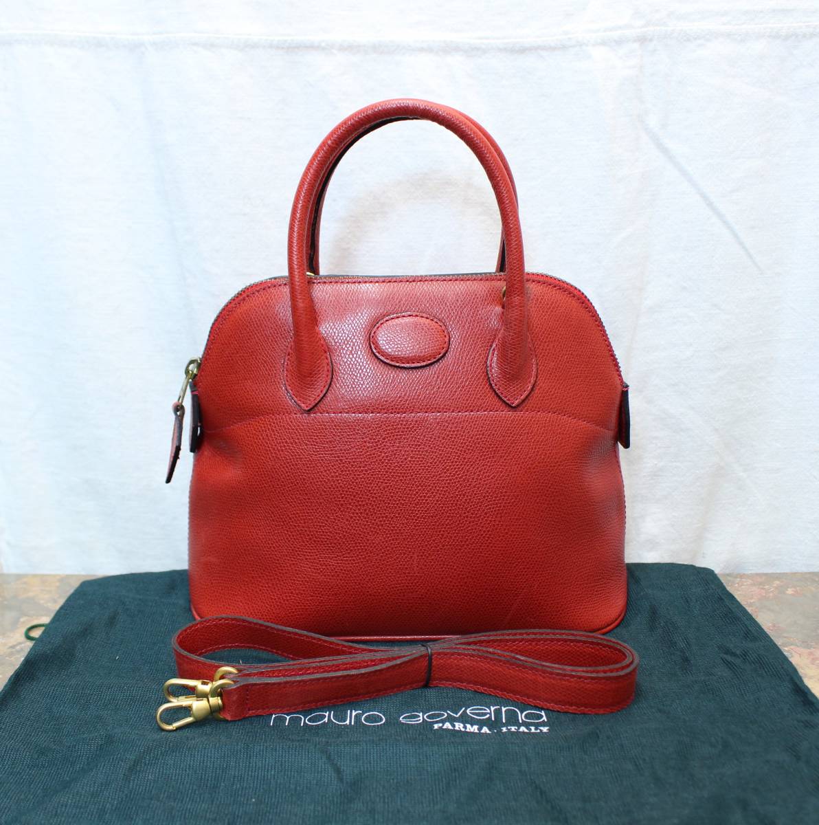 mauro governa DOME TYPE LEATHER 2WAY SHOULDER BAG MADE IN ITALY/マウロゴヴェルナドーム型レザー2wayショルダーバッグ_画像1