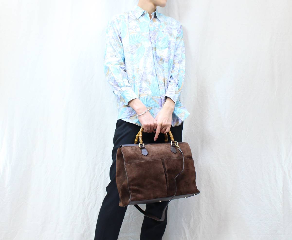 GUCCI BAMBOO LEATHER 2WAY SHOULDER BAG MADE IN ITALY/グッチ