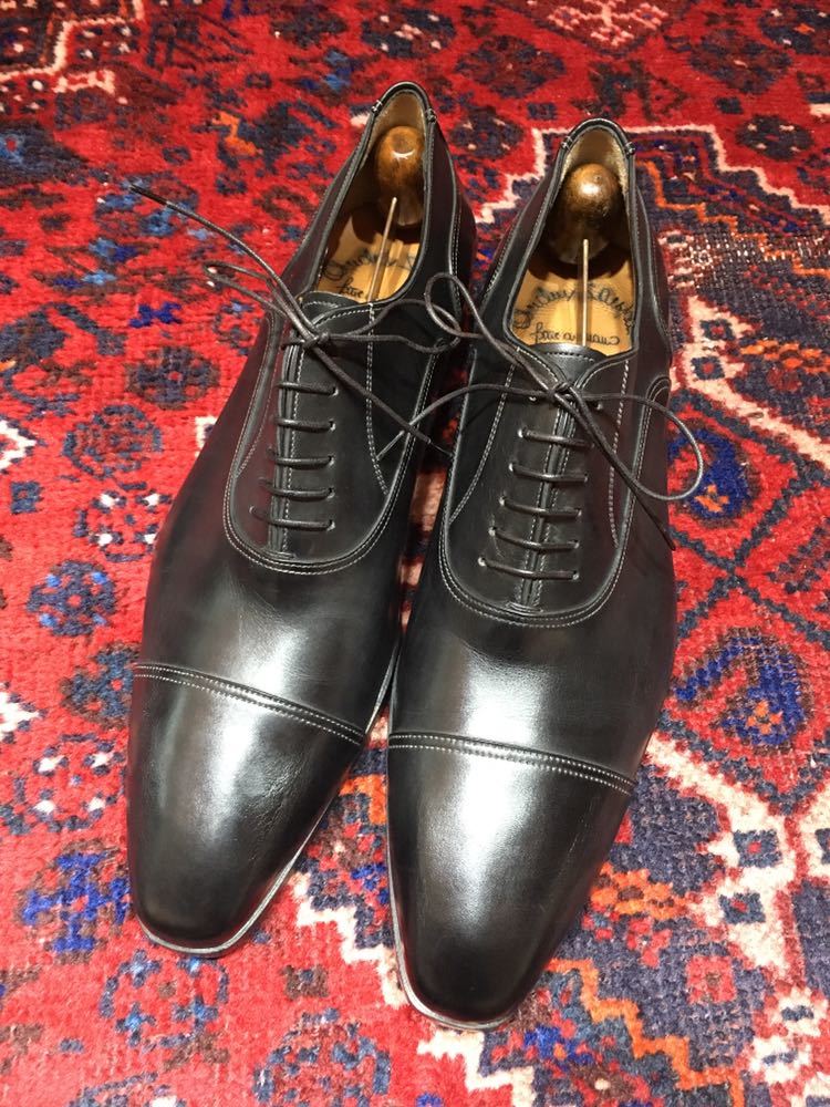 試着程度 SANTONI 7653 LEATHER STRAIGHT SHOES MADE IN ITALY/サントーニレザーストレートチップシューズ_画像1