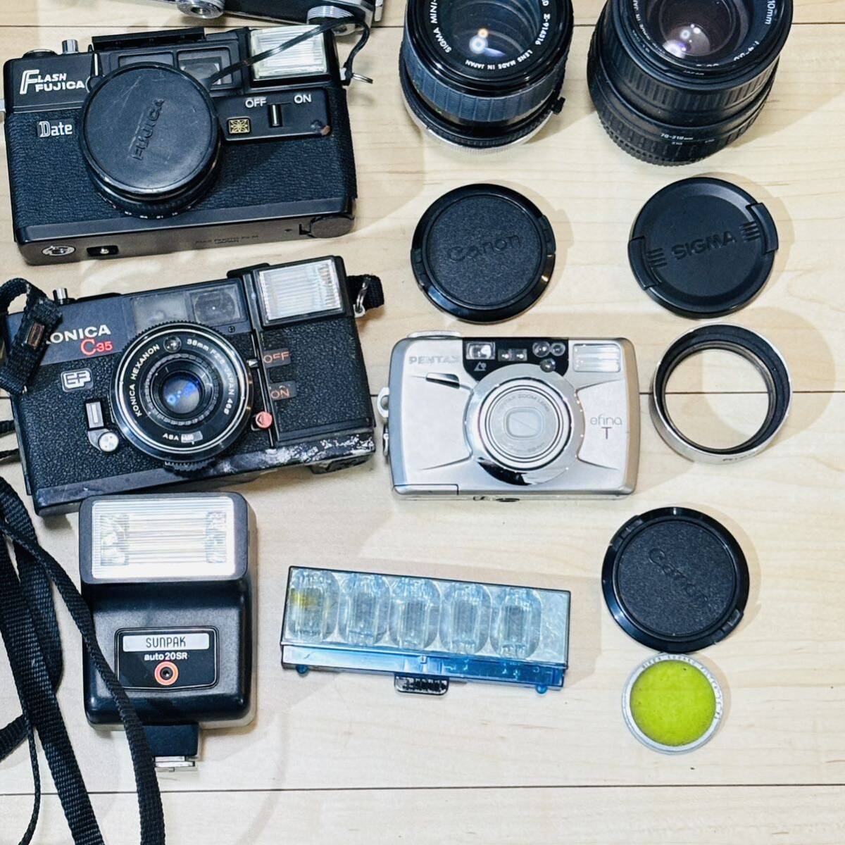 1円～ まとめ売り コンパクトカメラ 計22台 レンズ ストロボ Canon、Nikon、FUJIFILM、OLYMPUS、PENTAX、RICOH、ｍinolta等 カメラ まとめの画像7