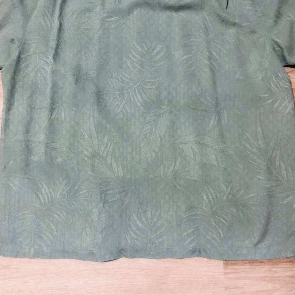 【送料無料】Tommy Bahamaシルク100%アロハシャツ緑　メンズXXLサイズ　トミーバハマハワイアン半袖シャツ絹_画像7