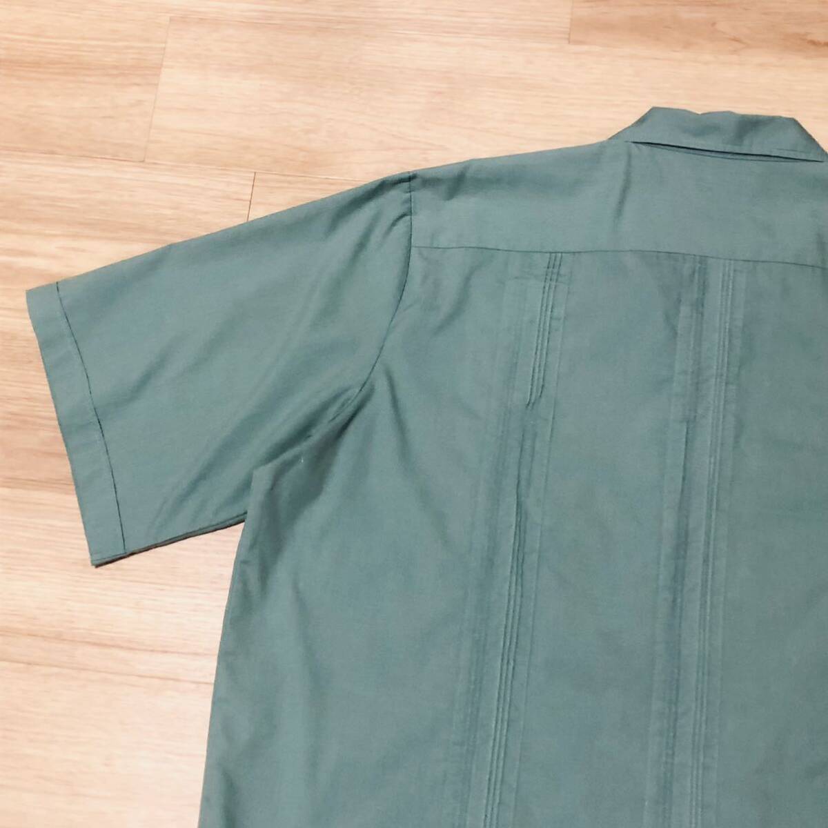 【送料無料】やや汚れありTropiCool半袖キューバシャツ 緑 メンズ3XLサイズ 半袖シャツ大きいビッグサイズハワイアンの画像7