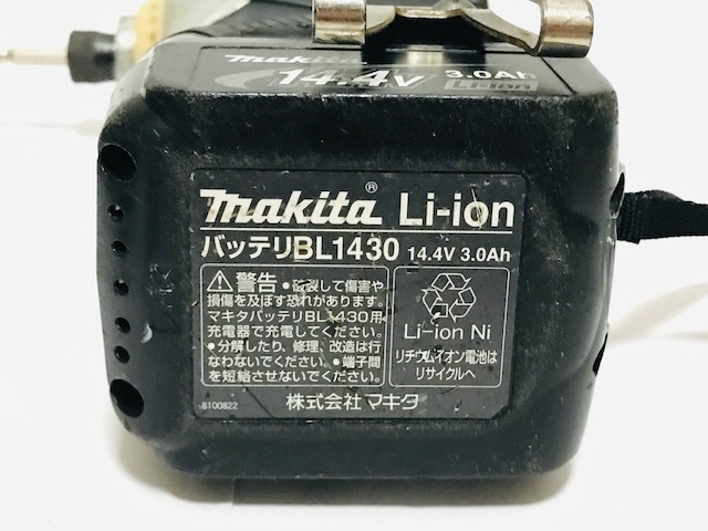 makita マキタ 充電式 インパクトドライバ TD132D 14.4V 黒 バッテリー2点BL1430充電器ケース付き稼働品動作確認済みインパクトドライバーの画像7