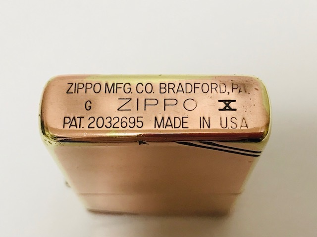 ZIPPO ジッポ ダイアゴナルライン フラットトップ 1937 レプリカ オイルライター 1994年製 着火OK 真鍮 Solid brass 喫煙具の画像2