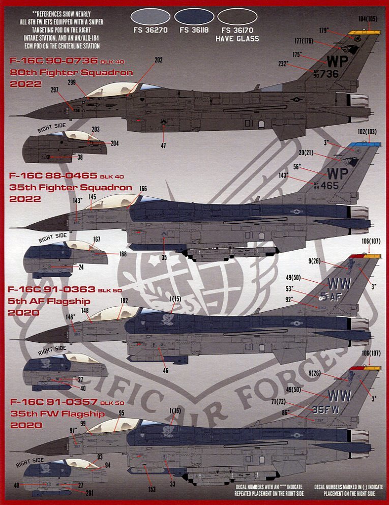 1/48 ファーボールデカール PACAF(太平洋航空軍)の F-16Cの画像5