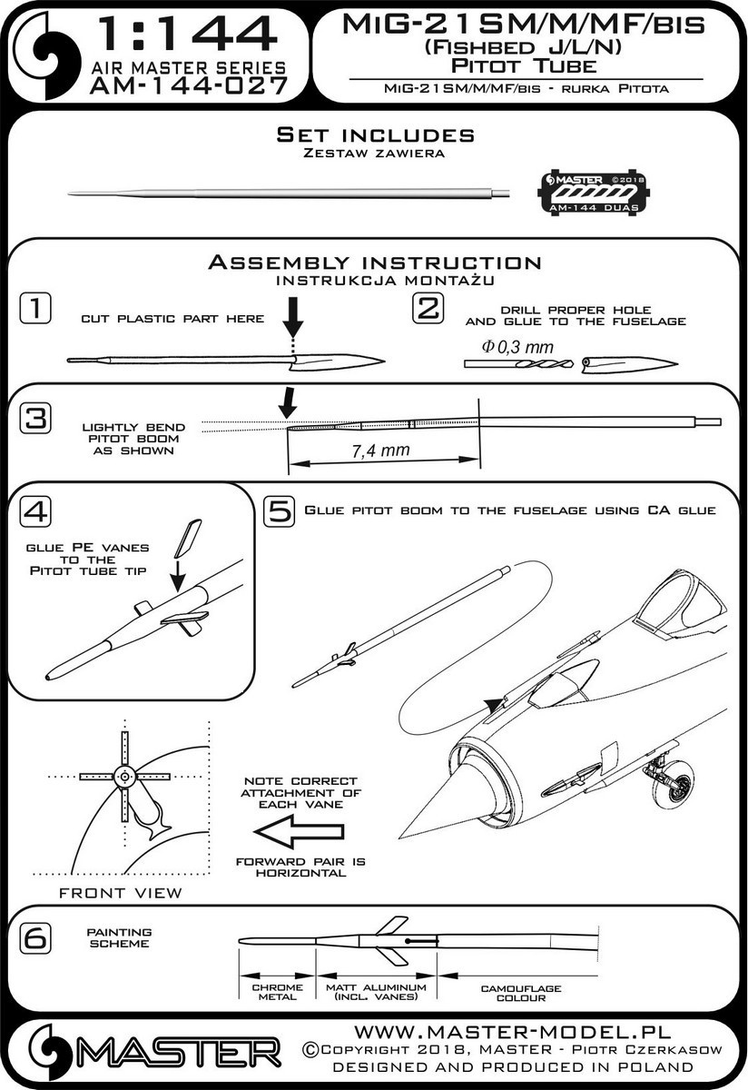 1/144 マスター　ミグ MiG-21 SM/M/MF/bis用 機首ピトー管_画像3