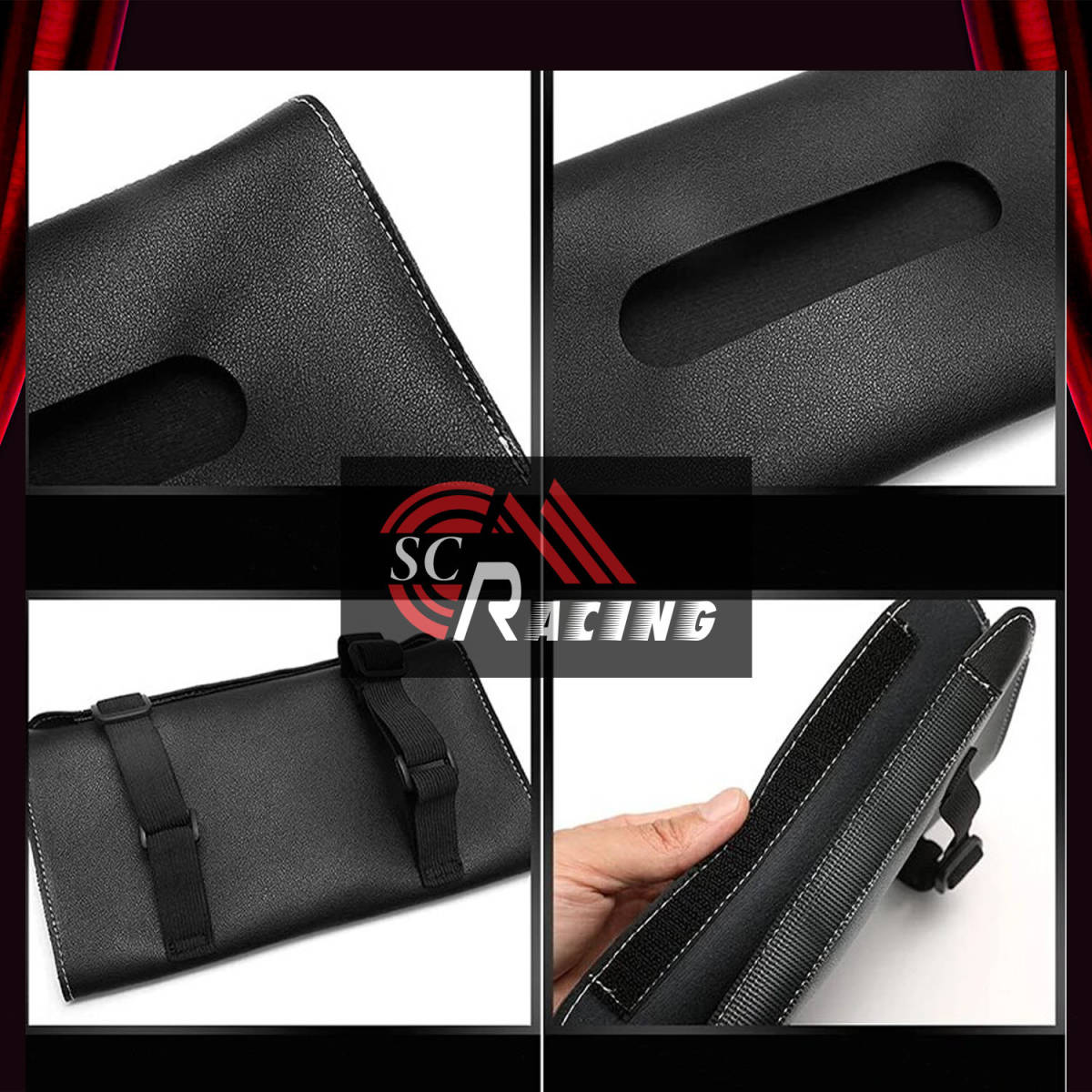 SC RACING tissue case cover PU leather tissue cover convenience goods refilling black car supplies accessory 