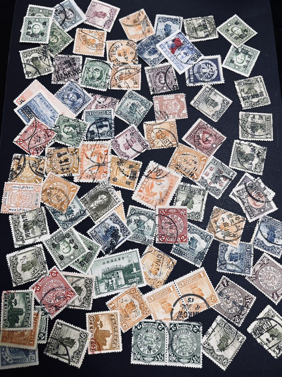 戦前 中国切手 里帰りアキュムレーション数十枚 使用済中心 良消含むの画像1