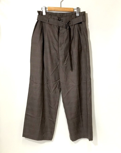 YOKE HIGH WAIST BELTED PANTS YK21AW0255P ハイウェストベルテッドトラウザー メンズ 2 ブラウン ヨーク ボトムス A3142◆_画像1